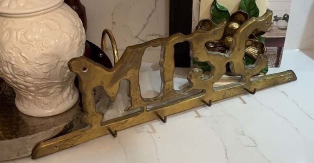 Vintage Brass 'KITCHEN' Wall Mounted‎ Key Hook Rack
